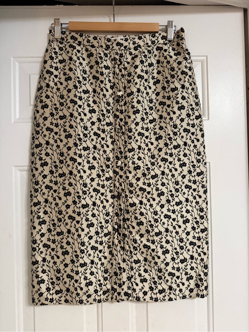 Altuzarra Cream Midi Skirt with Black Floral Motif